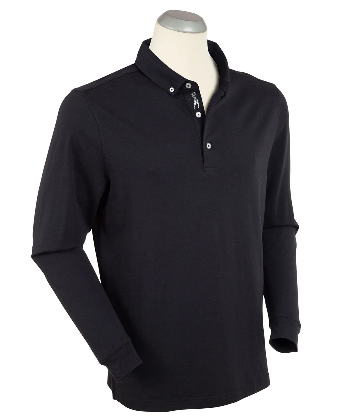 Signature Liquid Cotton Button-Down Collar Long-Sleeve Polo