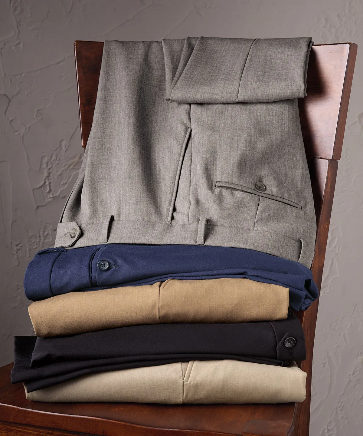 Signature Solid Wool Gabardine Trousers