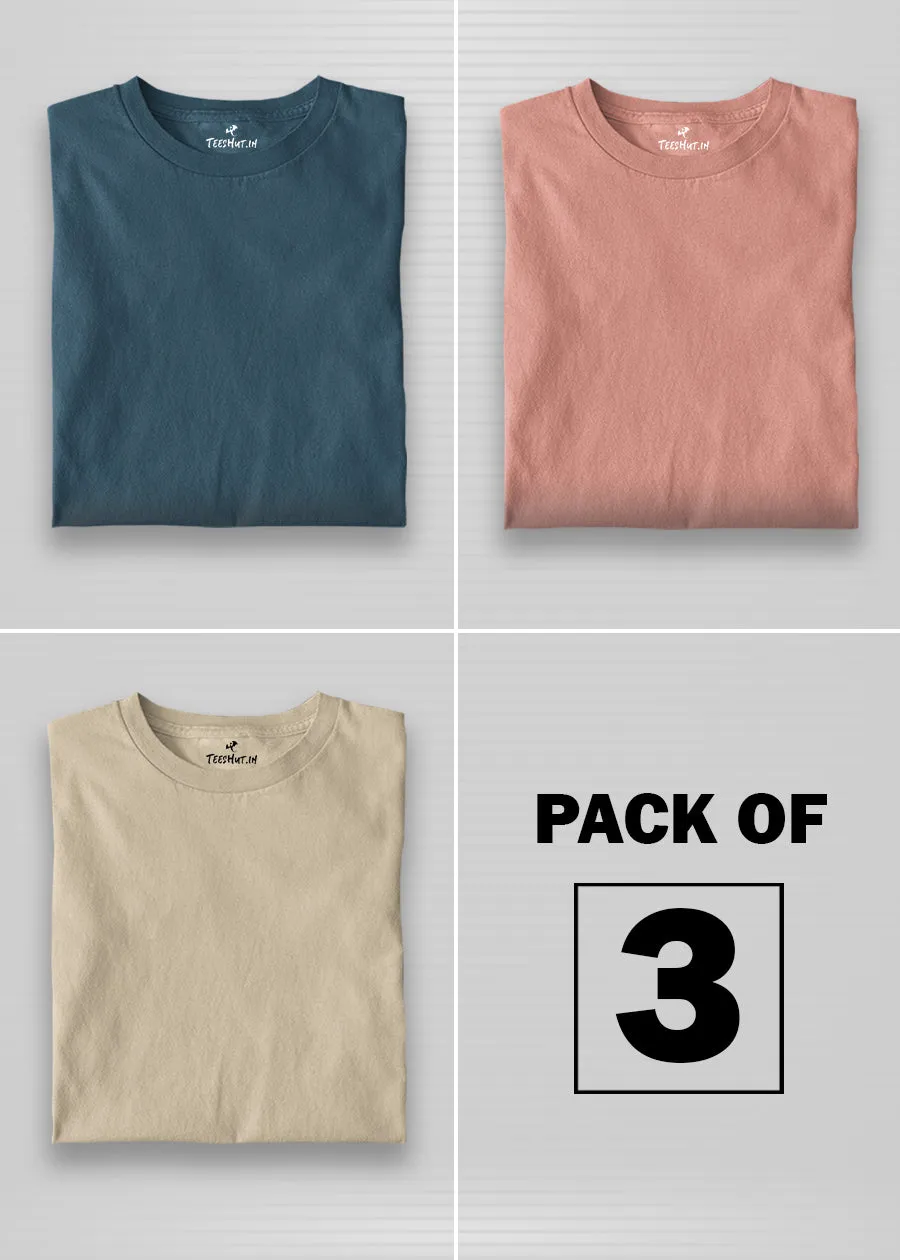 Solid Half Sleeve T-Shirt Men Combo - Pack of 3