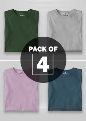 Solid Half Sleeve T-Shirt Men Combo - Pack of 4