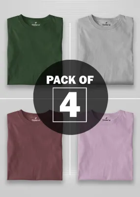 Solid Half Sleeve T-Shirt Men Combo - Pack of 4