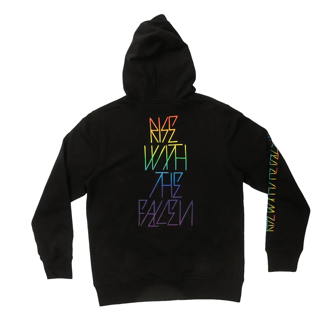 STACKED HOODIE BLACK/RAINBOW