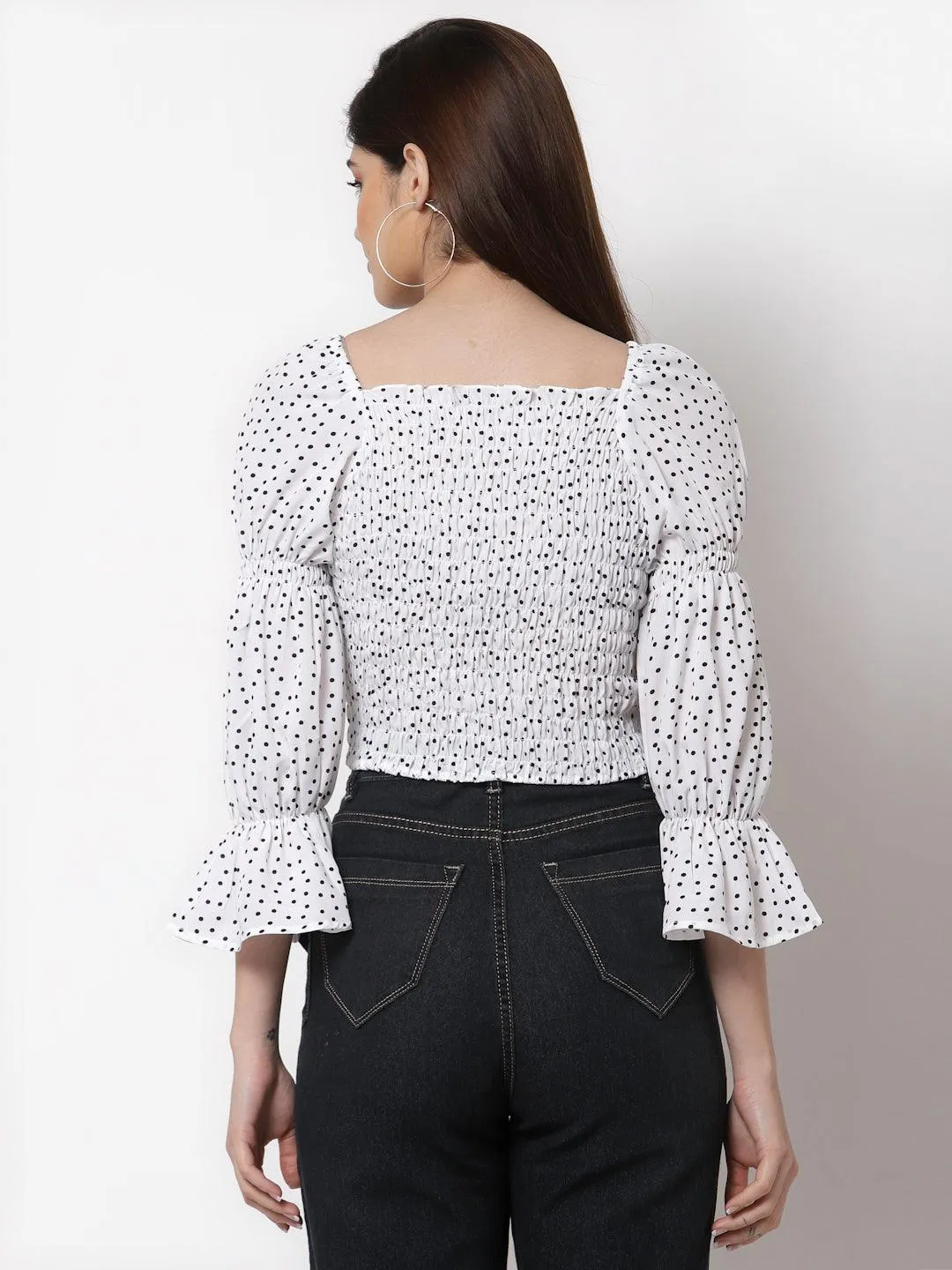 Style Quotient White Print Crepe Top