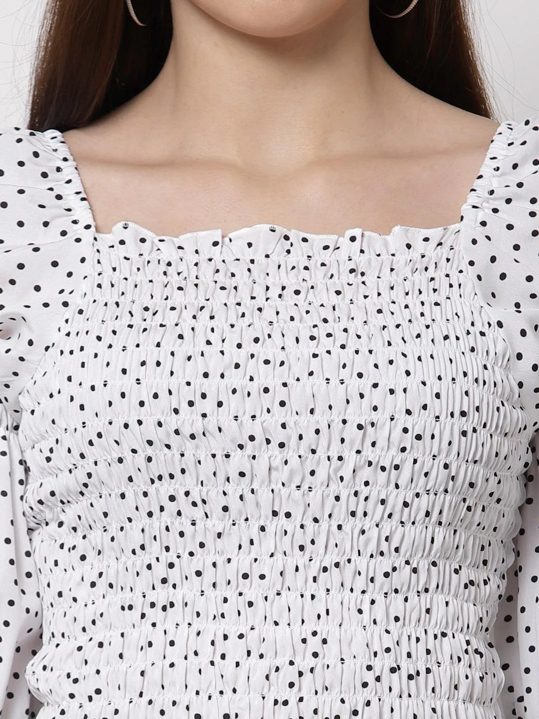 Style Quotient White Print Crepe Top