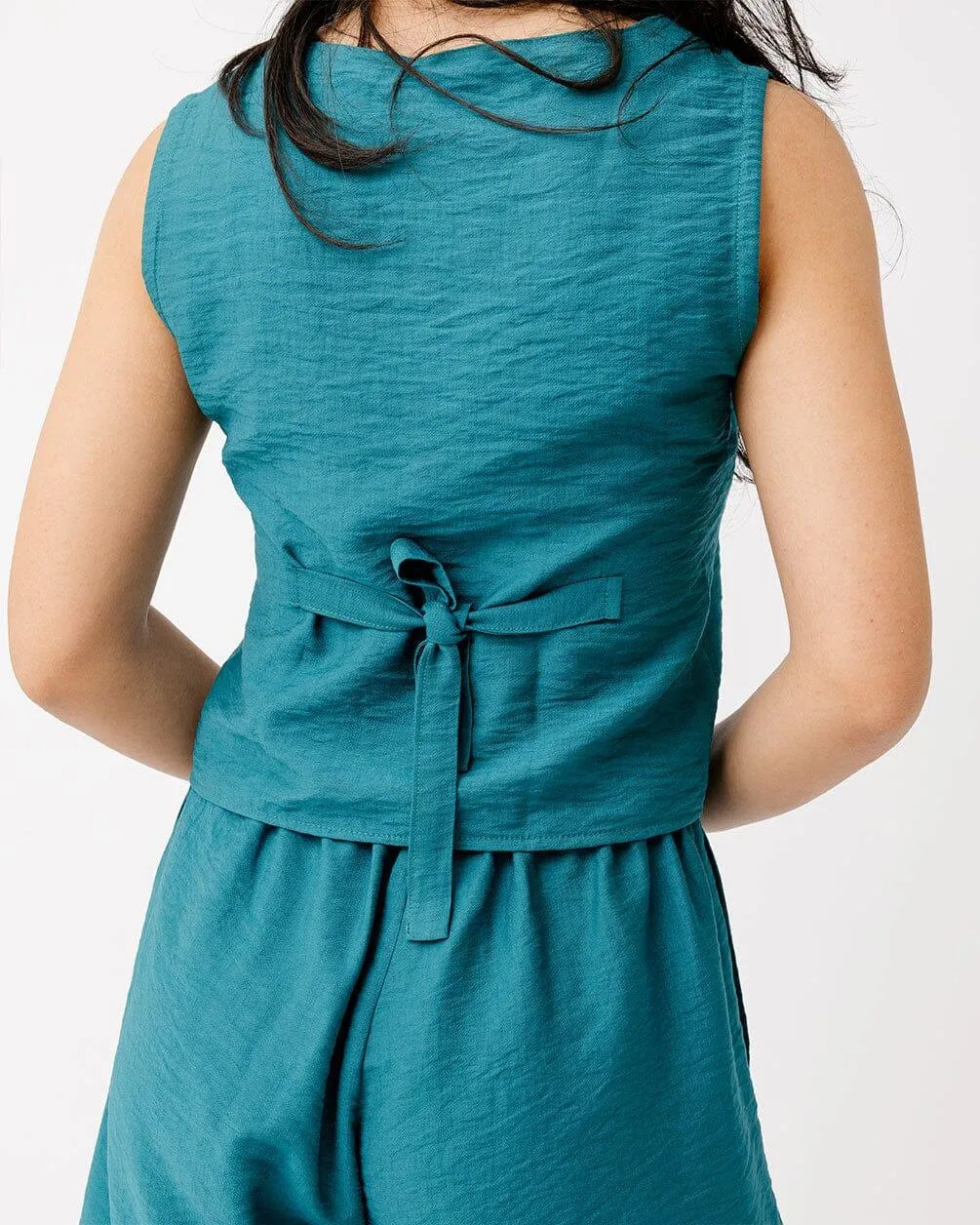 Teal Linen Vest