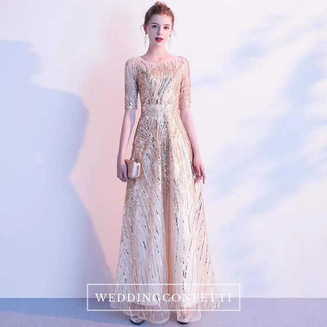 The Belle Long Sleeves Gold Gown