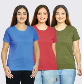 WOMEN 3 PIECE PACK CREW NECK TSHIRT