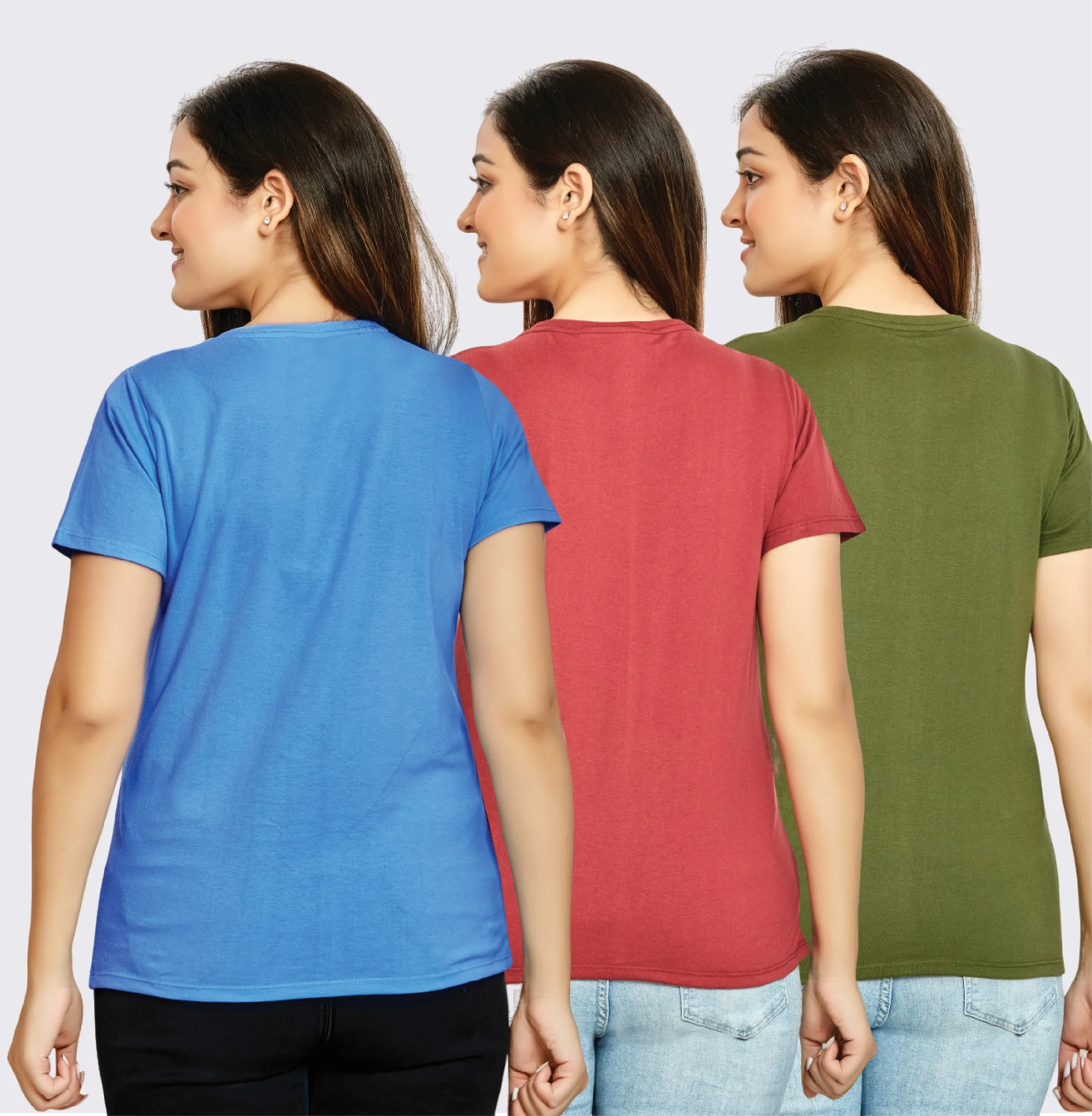 WOMEN 3 PIECE PACK CREW NECK TSHIRT