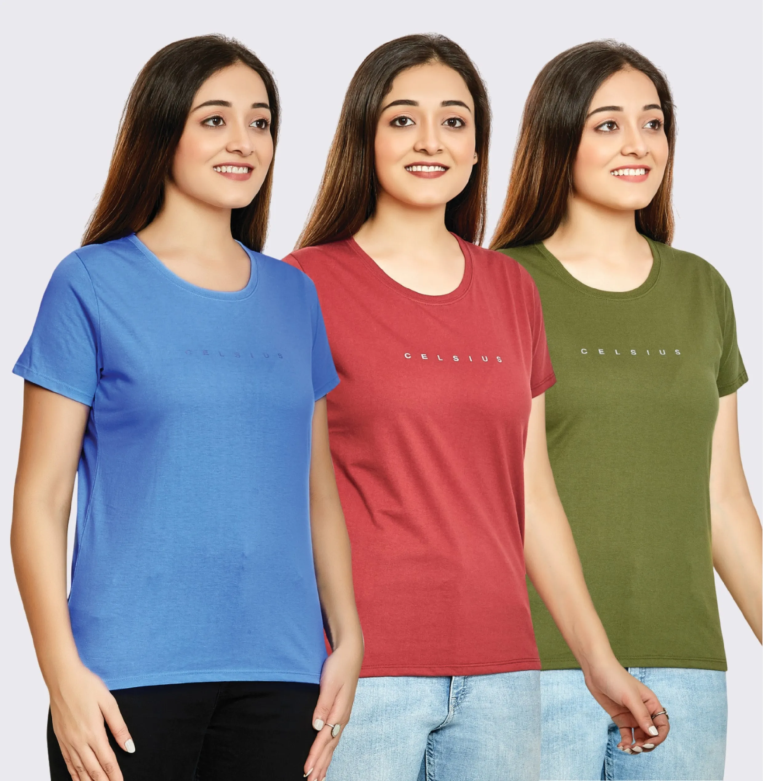 WOMEN 3 PIECE PACK CREW NECK TSHIRT