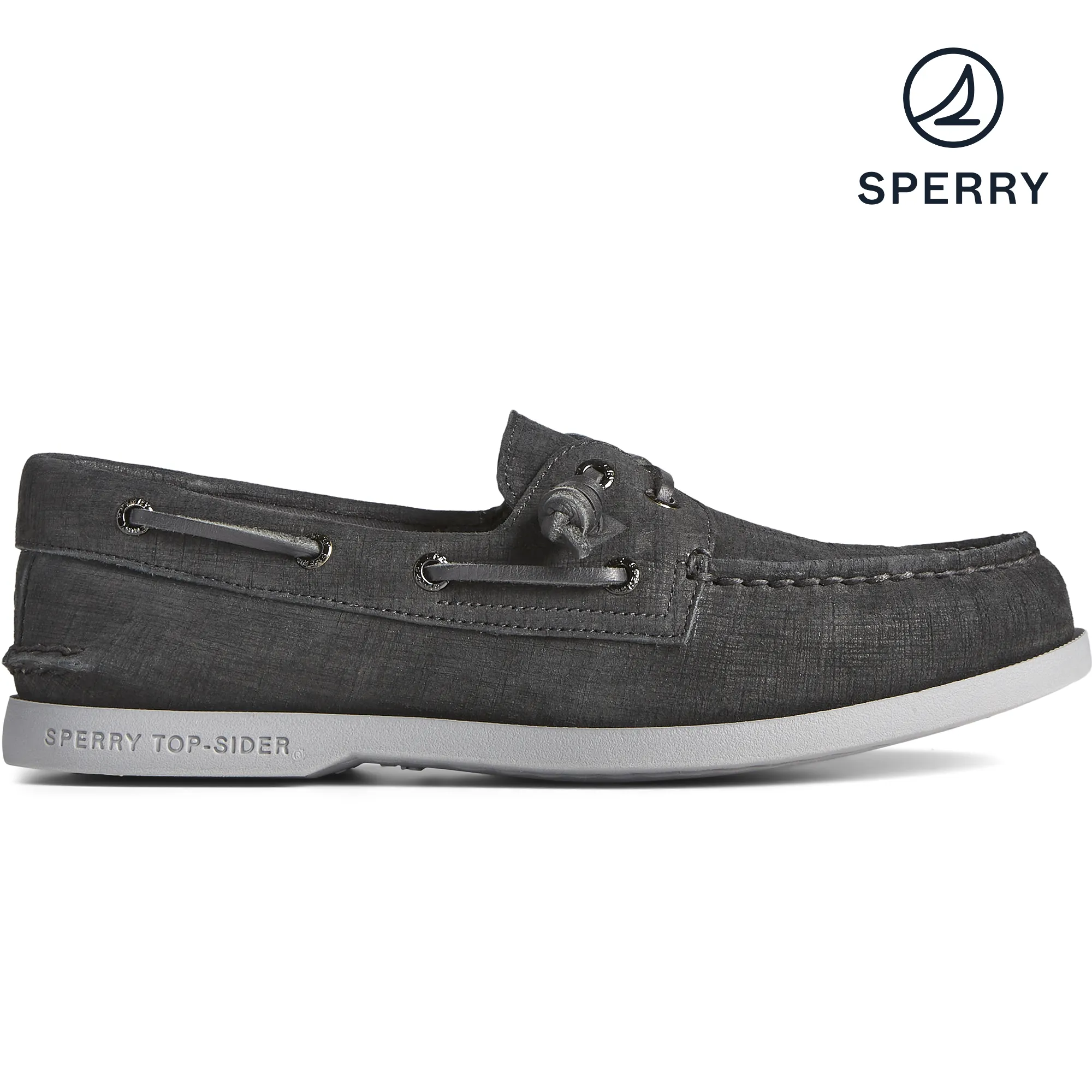 Women's Authentic Original 2-Eye PLUSHWAVE Checkmate Black Boat Shoe (STS86655)